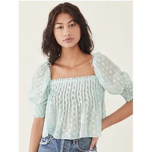 NWT For Love & Lemons Jana blouse in Mint